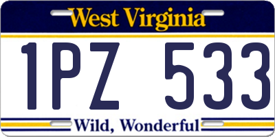 WV license plate 1PZ533