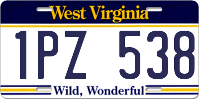 WV license plate 1PZ538