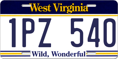 WV license plate 1PZ540