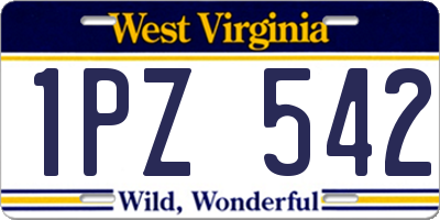 WV license plate 1PZ542