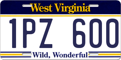 WV license plate 1PZ600