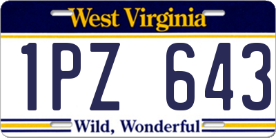 WV license plate 1PZ643