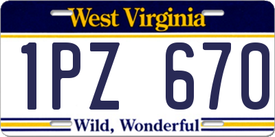 WV license plate 1PZ670