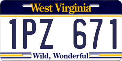 WV license plate 1PZ671