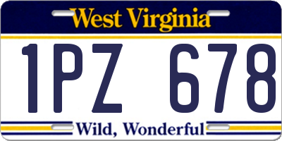 WV license plate 1PZ678