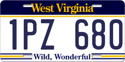 WV license plate 1PZ680