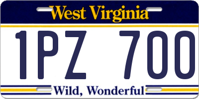 WV license plate 1PZ700