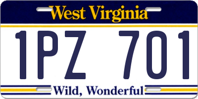 WV license plate 1PZ701
