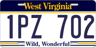 WV license plate 1PZ702