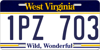 WV license plate 1PZ703