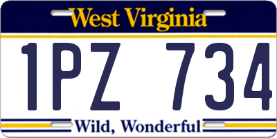 WV license plate 1PZ734