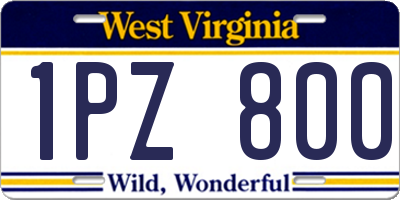 WV license plate 1PZ800