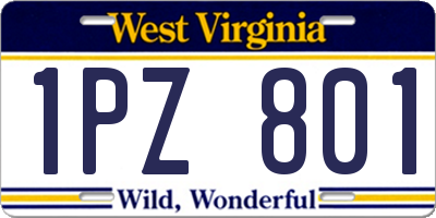 WV license plate 1PZ801