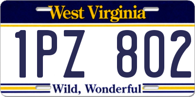 WV license plate 1PZ802