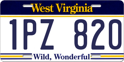 WV license plate 1PZ820