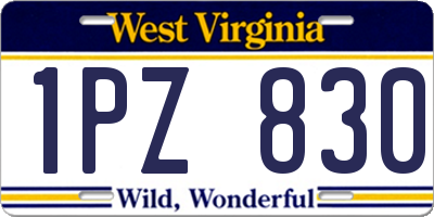 WV license plate 1PZ830