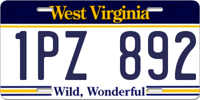 WV license plate 1PZ892