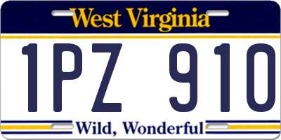 WV license plate 1PZ910