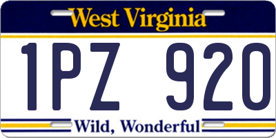 WV license plate 1PZ920