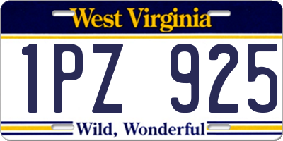 WV license plate 1PZ925