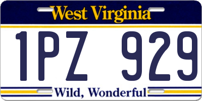 WV license plate 1PZ929