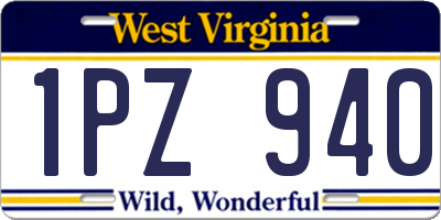 WV license plate 1PZ940