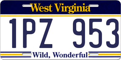 WV license plate 1PZ953