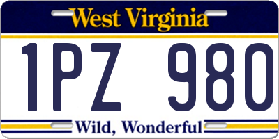 WV license plate 1PZ980