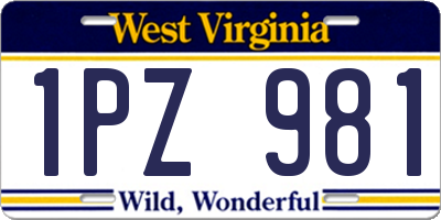 WV license plate 1PZ981