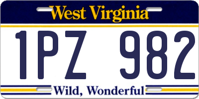 WV license plate 1PZ982