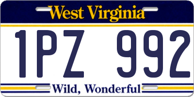 WV license plate 1PZ992