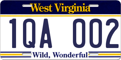 WV license plate 1QA002