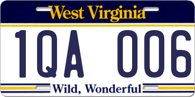 WV license plate 1QA006