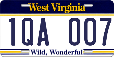 WV license plate 1QA007