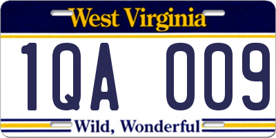 WV license plate 1QA009