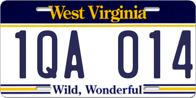 WV license plate 1QA014