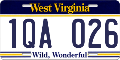 WV license plate 1QA026