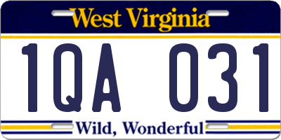 WV license plate 1QA031