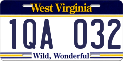 WV license plate 1QA032