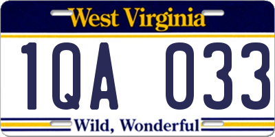 WV license plate 1QA033
