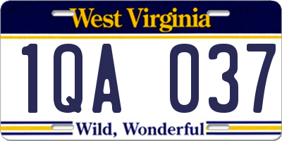 WV license plate 1QA037