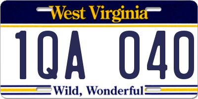 WV license plate 1QA040