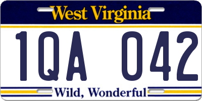 WV license plate 1QA042