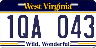 WV license plate 1QA043