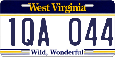 WV license plate 1QA044