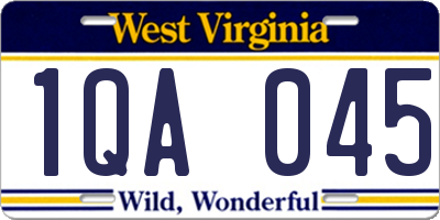 WV license plate 1QA045