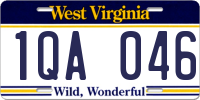 WV license plate 1QA046