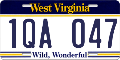 WV license plate 1QA047