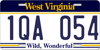 WV license plate 1QA054