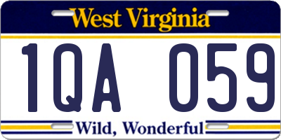 WV license plate 1QA059